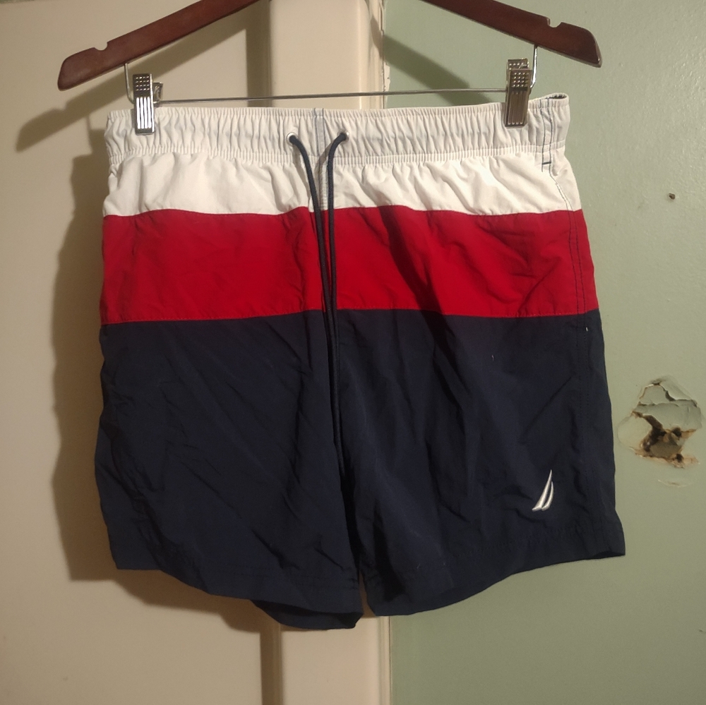 Men's Nautica size‎ medium Quick Dry Color Blocked 8" Swim Trunks
